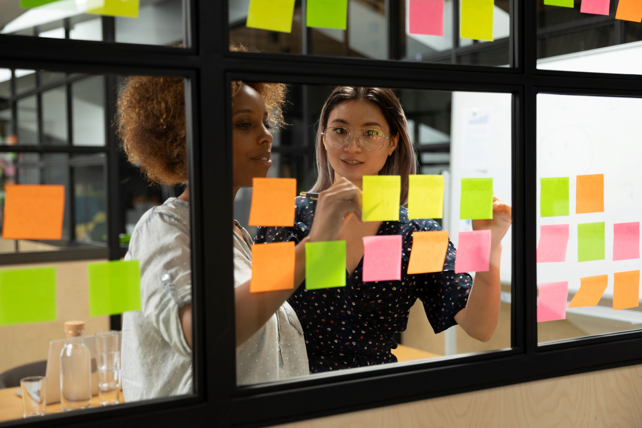 Women Working Together with Post-its