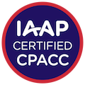 Circular graphic image of IAAP Certified CPACC digital badge